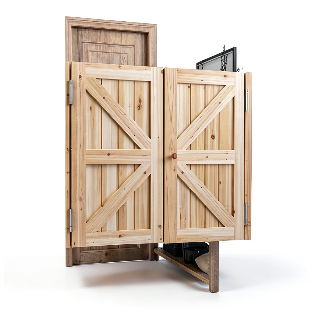 COZLMHJ wood saloon swing door installed in a cafe entrance