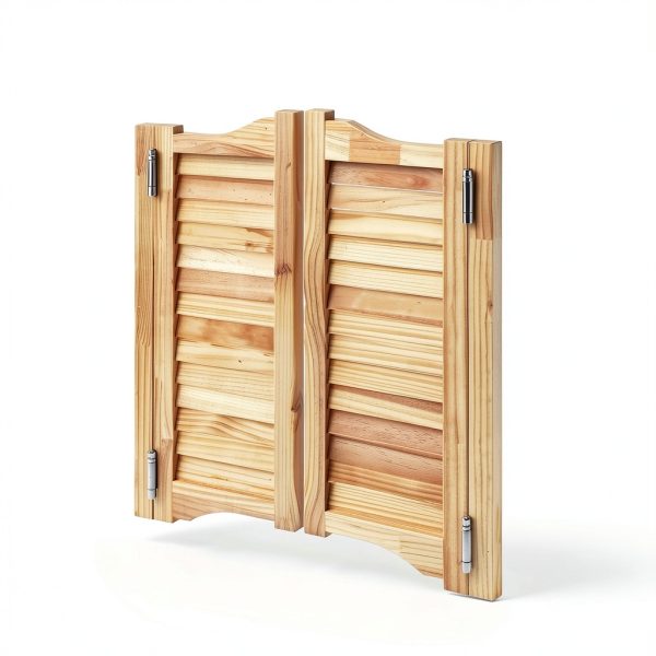 InnaMall Modern Swinging Door Pine Wood Stainless Steel-6