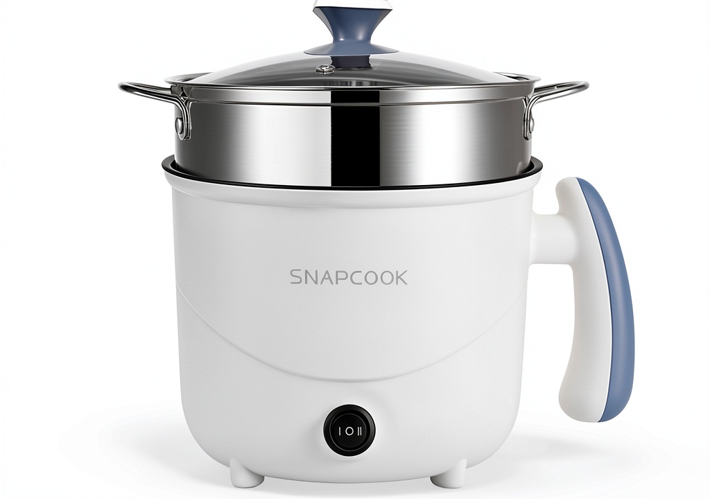 Installing RBS-26 Electric Hot Pot Compact Stainless Steel Fast Cooking on a wooden desk