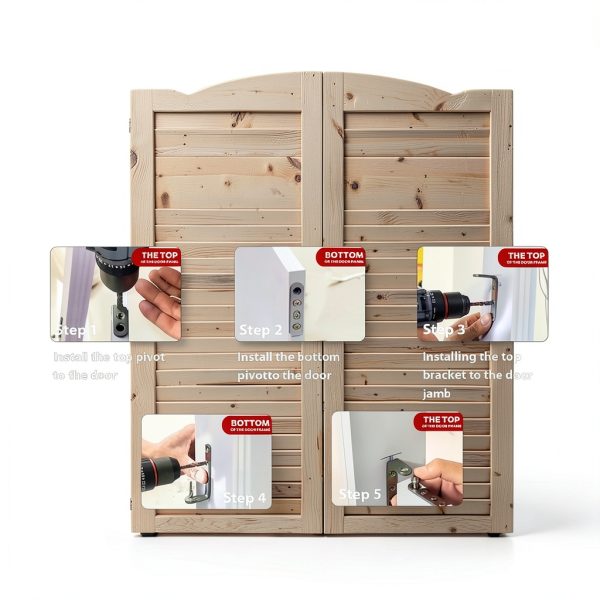 S&Z TOPHAND Wood Swinging Cafe Doors Louvered Style-5