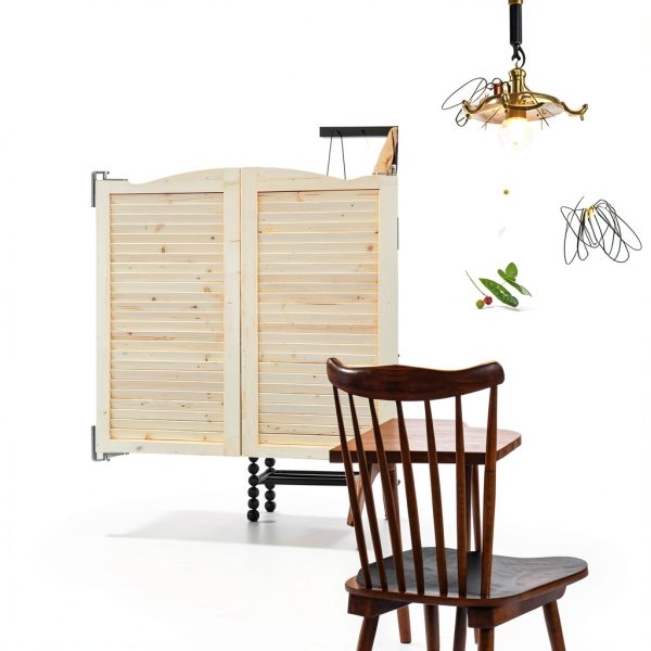 S&Z TOPHAND Wood Swinging Cafe Doors Louvered Style-4