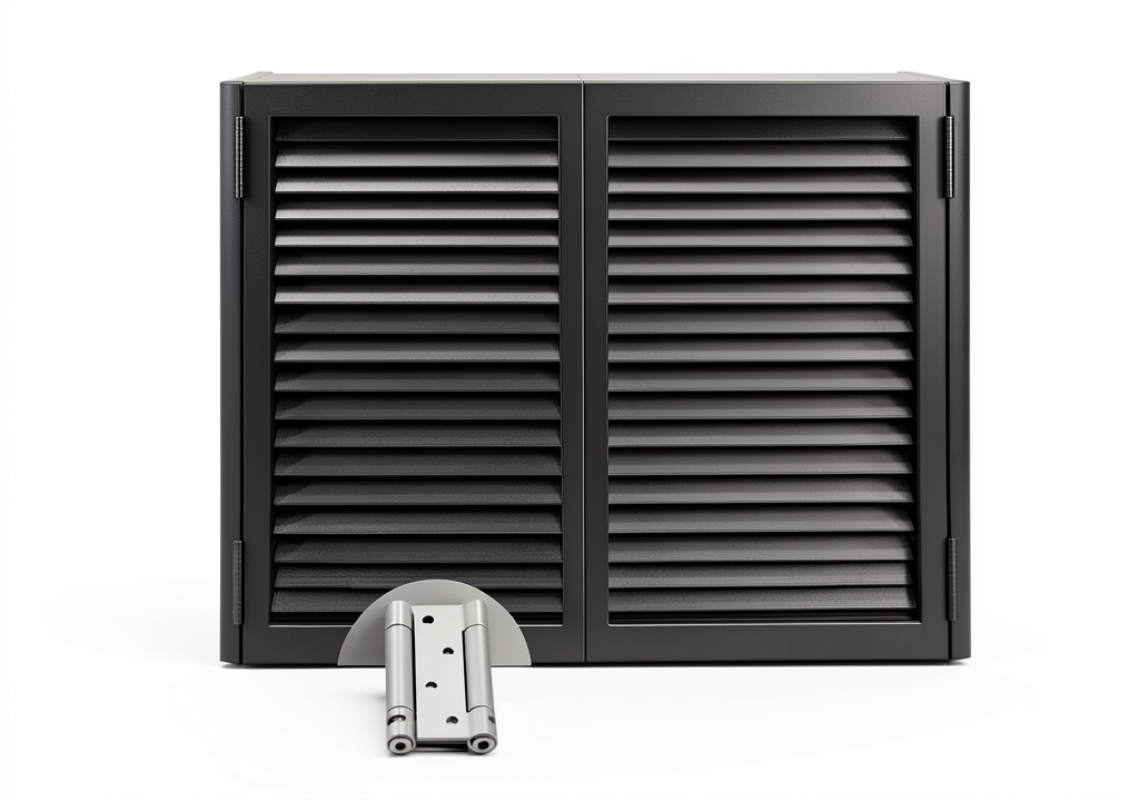 Xzomystify solid wood swinging door in gray color installed in a cafe entrance