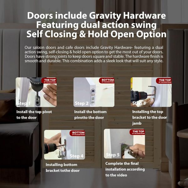 S&Z TOPHAND Wood Swinging Doors Country Style Louvered-3