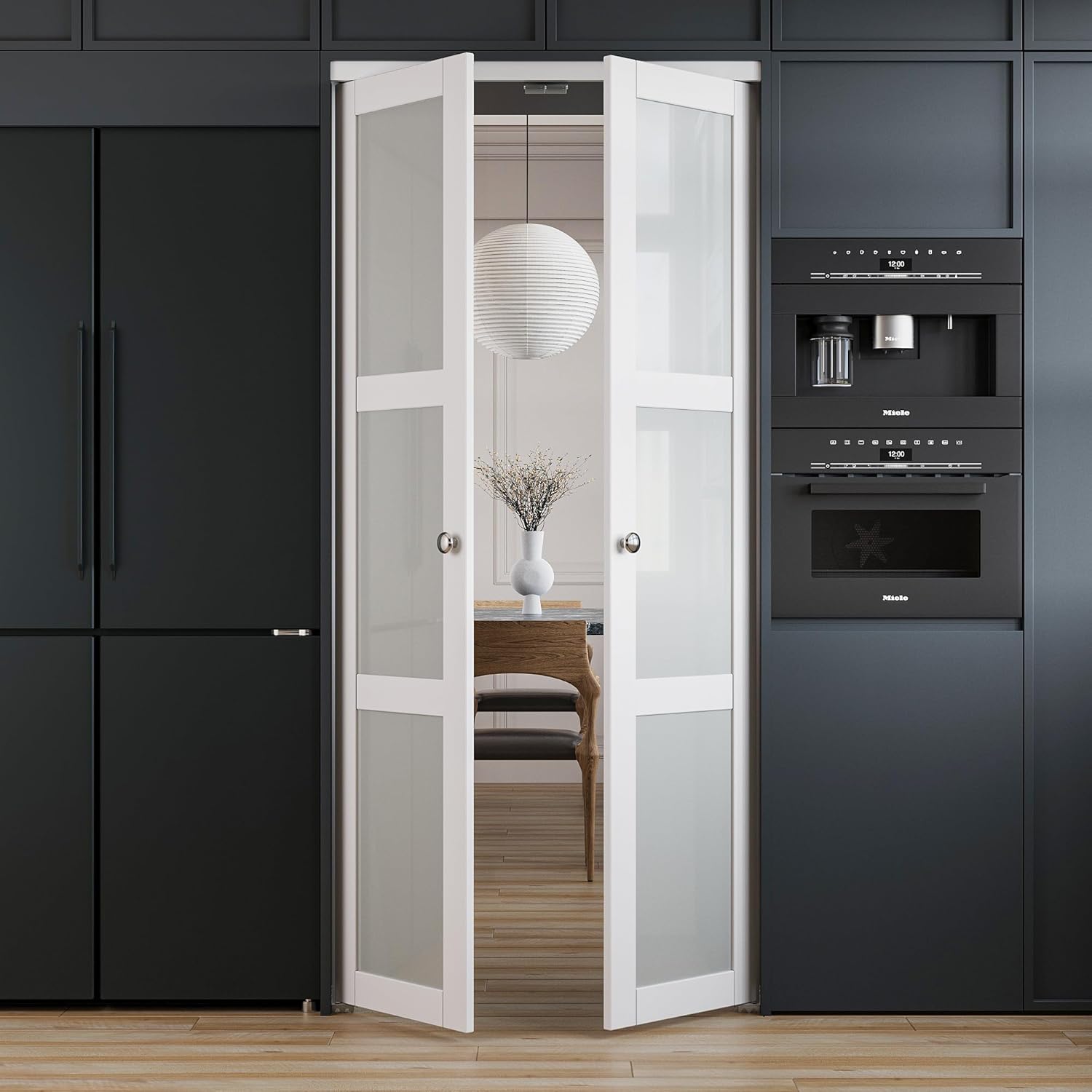 WIN STELLAR French pivot door installed in a modern living room