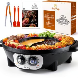 Food Party Electric Hot Pot Grill Indoor Cooking Non Stick-0