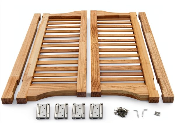 InnaMall Modern Swinging Door Pine Wood Stainless Steel-4