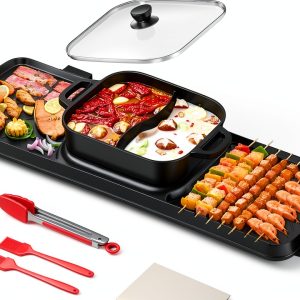 Electric Hot Pot Grill aoran kitchen Black 2200W-0