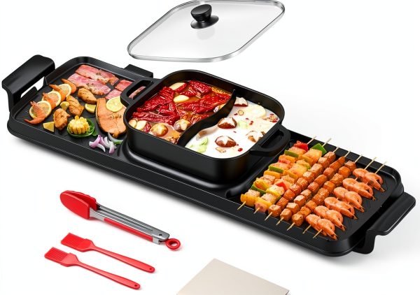 Electric Hot Pot Grill aoran kitchen Black 2200W-0