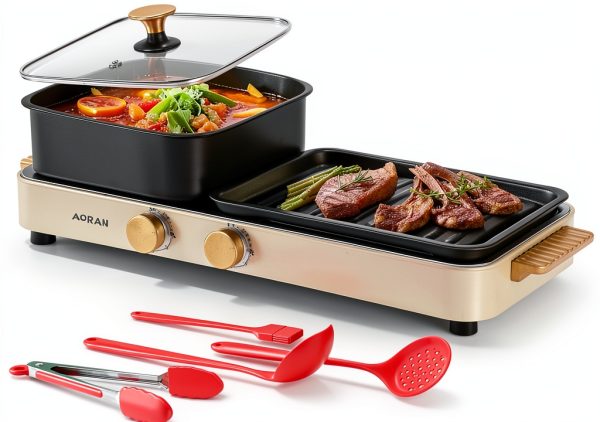 Electric Hot Pot aoran kitchen Aluminum 2‑in‑1-0