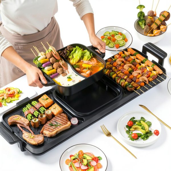 Electric Hot Pot Grill aoran kitchen Black 2200W-1