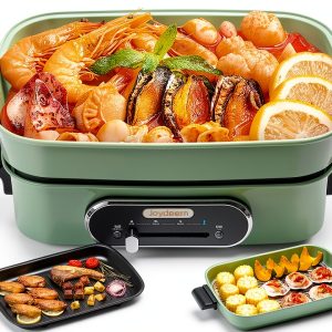Joydeem Electric Hot Pot 3-in-1 Green Metal-0