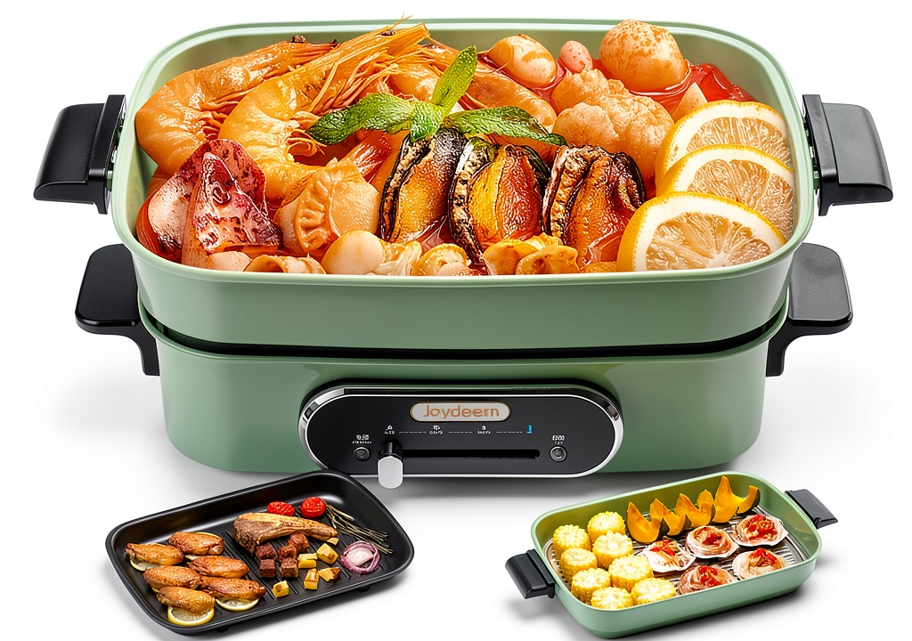 Joydeem electric hot pot being used for a family dinner