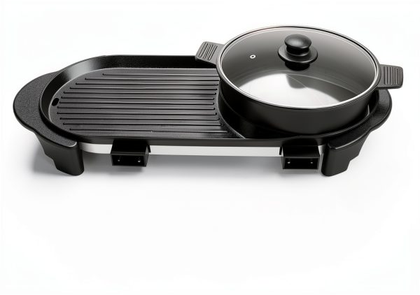 BOEASTER 2-in-1 Hot Pot Grill Black Aluminum 2200W 5-6