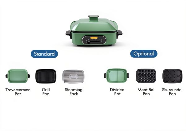 Joydeem Electric Hot Pot 3-in-1 Green Metal-2