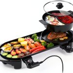 BOEASTER 2-in-1 Hot Pot Grill Black Aluminum 2200W 5-0