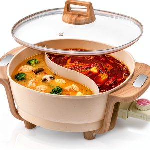 FGJ 6L Cream Aluminum Electric Hot Pot Dual Side 1500W Touch Control-0