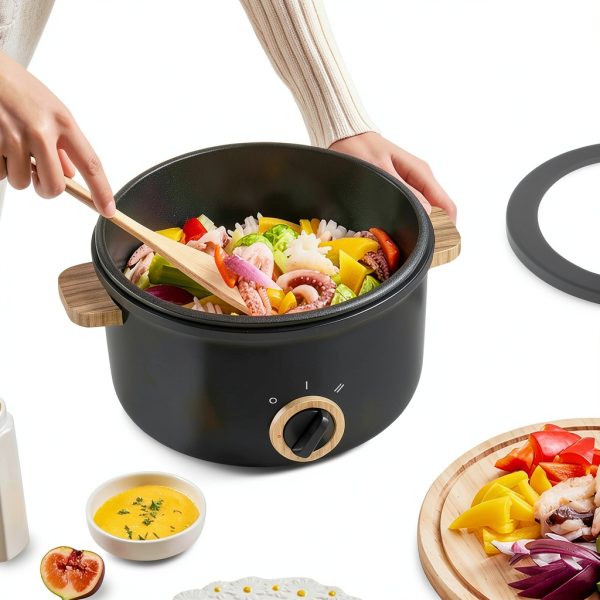 Hytric Black 2.6Qt Electric Hot Pot Non‑Stick 700W Touch Control-4