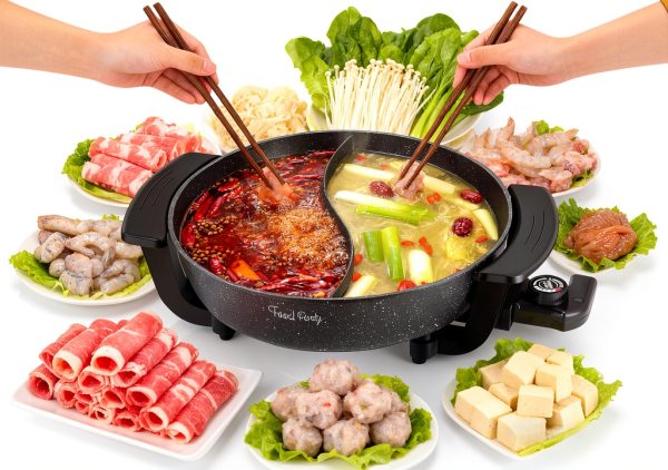 Electric Hot Pot Food Party 6L Dual-Sided Nonstick Metal Hotpot-6