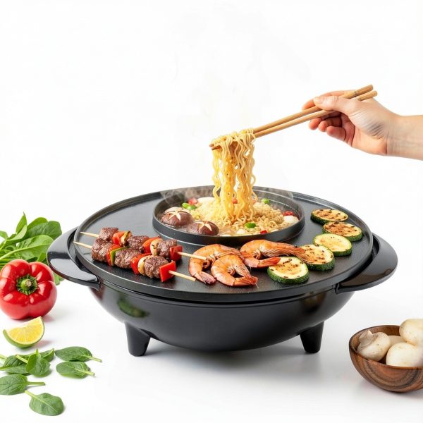 Electric Hot Pot OVENTE GH1033B Black 1200W Multi‑Function Grill-1