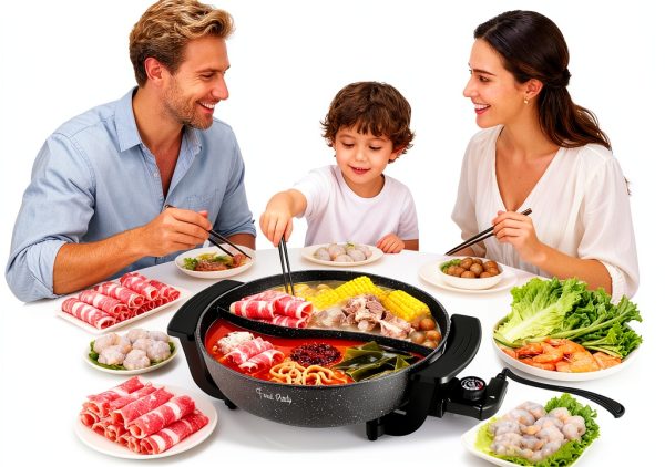 Electric Hot Pot Food Party 6L Dual-Sided Nonstick Metal Hotpot-5