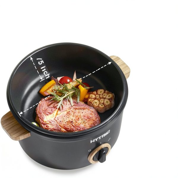 Hytric Black 2.6Qt Electric Hot Pot Non‑Stick 700W Touch Control-2